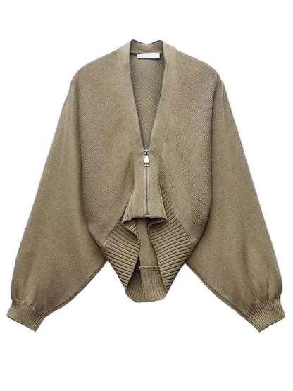 flowersverse Fashion Elegant Loose Sleeve Design Solid Color Knitted Cardigan Women's High Quality Trendy Sweater Jacket 19Z1089