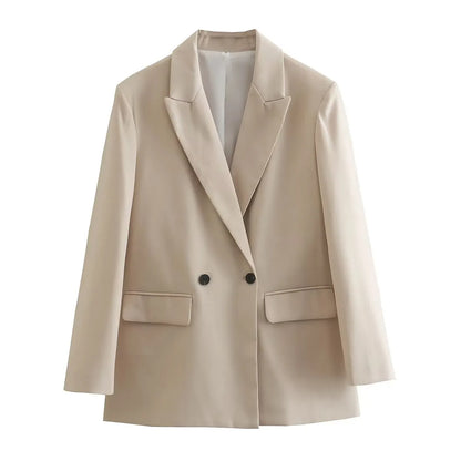flowersverse  Long Blazer Women Masculine Office Blazer Woman Double Breasted Jacket Women Spring Long Sleeve Blazers for Women Coat