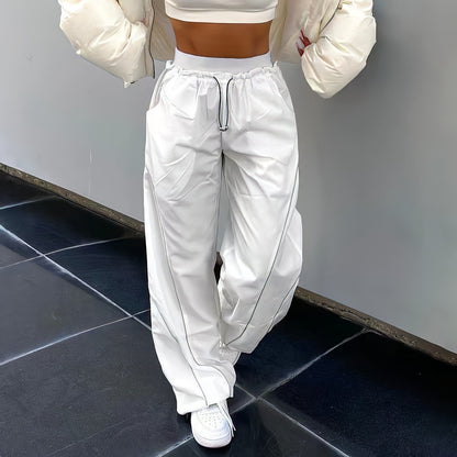 White Pants Women Jogging Y2k Streetwear High Waist Sweatpants Harajuku Fashion Punk Oversize Grunge Casual Wide Leg Trousers