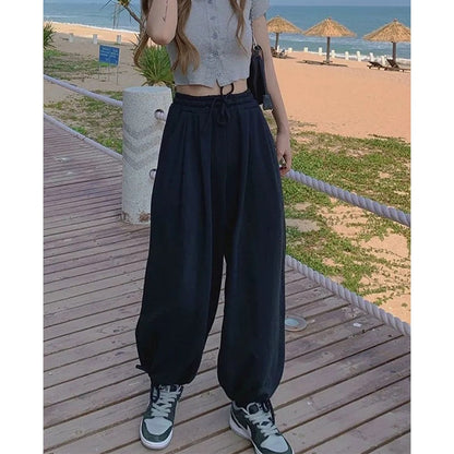 Gray Joggers Sweatpants Women Harajuku Streetwear High Waist Harem Wide Leg Pants Korean Casual Loose Sports Trousers New