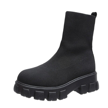 Christmas Gift Casual Boots Woman Slip-On Women Ankle Boots Comfort Shoes Sports Boots Ladies New Platform Sock Boots Female