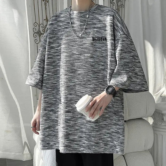 flowersverse  -  Fashion O-Neck Embroidery Letter Vintage Tie Dye T-Shirts Men Clothing Summer New Loose All-match Tops Casual Tee Shirt