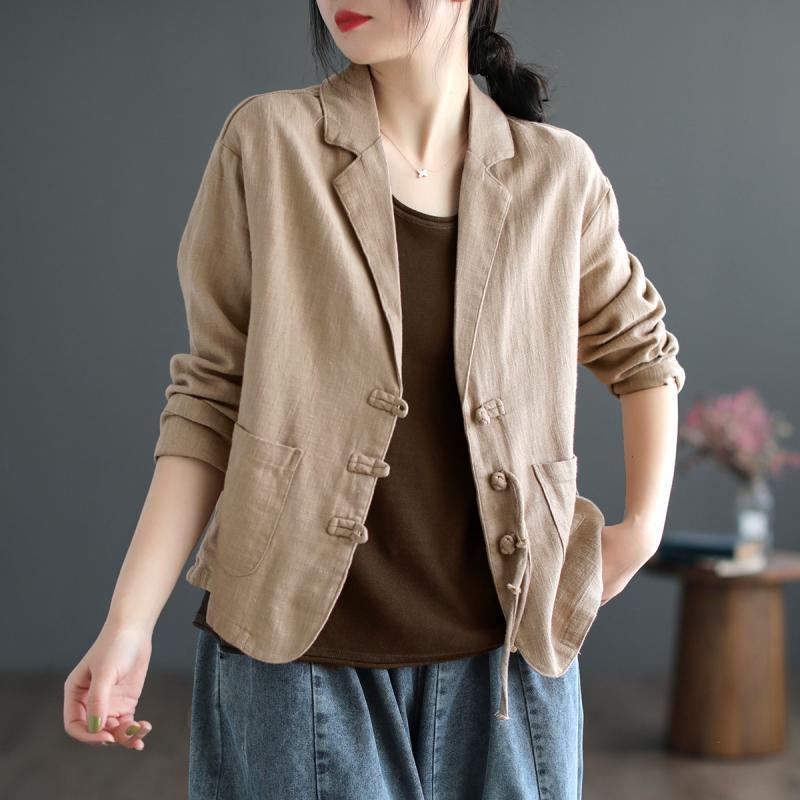 flowersverse Thin Blazer Women Coats Women Clothing Fashion Clothes Casual Vintage Spring Elegant Cotton Linen Streetwear Autumn Comfortable