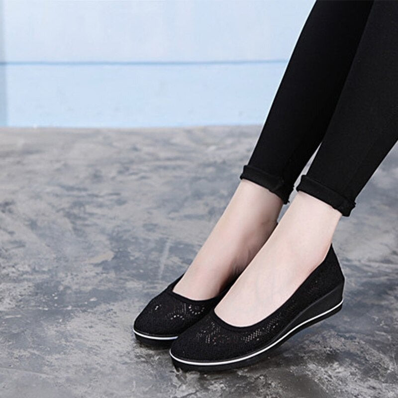 Amozae  Women Canvas Loafers  New Woman Casual Vulcanized Ladies White Shoes Women's Fashion Wedges Female Comfortable Footwear