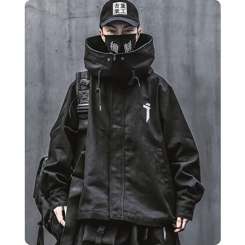 flowersverse  -  Men Japanese Harajuku Sweatshirt Oversize Hoodie Long Cloak Hip Hop Gothic Outwear Streetwear Techwear Coat Tops Clothes