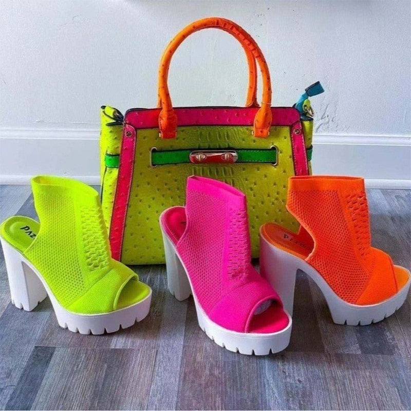 Amozae  2022 Summer New Fish Mouth Thick Heels High Heels Fashion Sandals Large Size Deodorant Breathable Women's Sandals 36-43