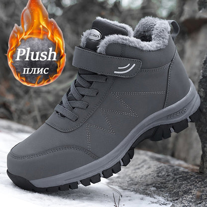 flowersverse Winter Women Boots With Fur Warm Snow Women Non-Slip Boots Men Work Casual Shoes Sneakers High Top Mom And Dad Jogging Shoes