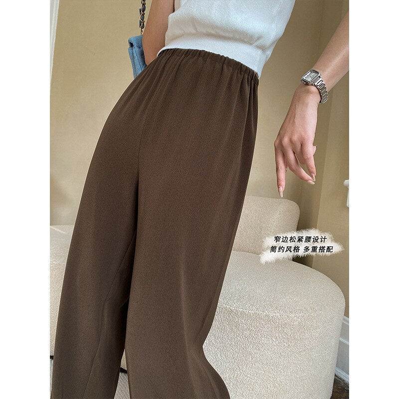Vertical high-quality elastic waist mopping wide-leg suit pants  early spring new style