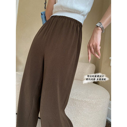 Vertical high-quality elastic waist mopping wide-leg suit pants  early spring new style