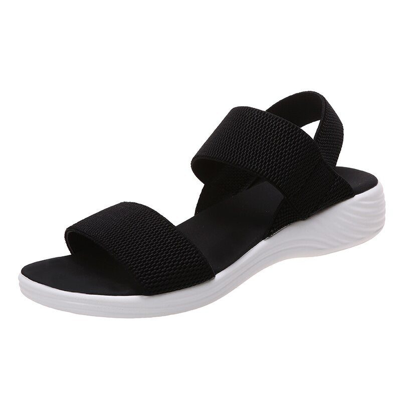 flowersverse Christmas Gift Women's Wedge Heel Platform Cozy Sandals Ladies Outdoor Beach Sandals Elastic Band Designer Shoes Sandals Women Summer