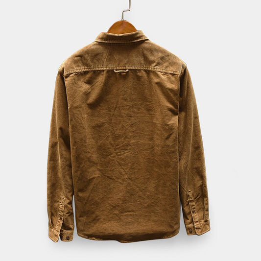 flowersverse Autumn Men Shirt Long Sleeve Regular Fit Mens Casual Shirt Thick Solid Color Men's Shirts With Pockets Male Coat MY846