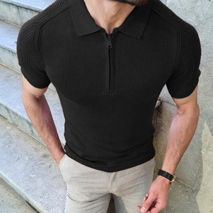 flowersverse Summer New Knitwear Men's T Shirts Slim Lapel Short-sleeved Polo Shirt Solid Color Casual Male Tops