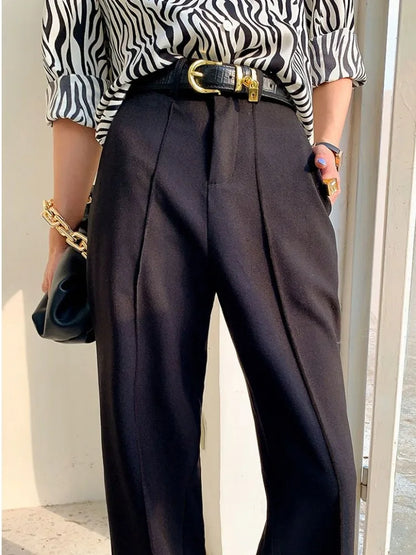 Solid Women Pants High Waist Loose Wide Leg Pants Women Casual Straight Trousers Women Fashion High Street Suit Women's Pants