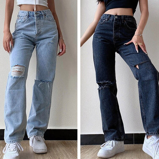 Pants Boyfriend Female Women&#39;s Jeans Large Size Jean Women Jeans Pants High Waist Mom Ripped Jeans Stright Trousers