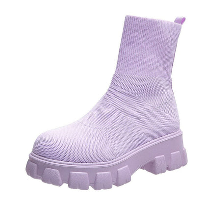 Christmas Gift Casual Boots Woman Slip-On Women Ankle Boots Comfort Shoes Sports Boots Ladies New Platform Sock Boots Female