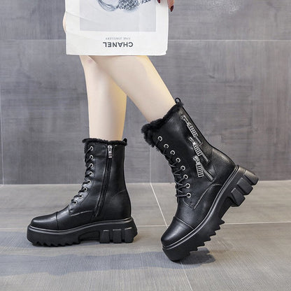 flowersverse Ankle Boots For Women  New Brand Snow Boots Fashion Warm Winter Boots Women Solid Square Heel Shoes Woman Thigh High Boots