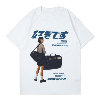 flowersverse Hip Hop Streetwear Y2k Tshirt Girl Japanese Kanji Print Oversized T Shirt Harajuku Summer Mens Short Cotton Sleeve Tops