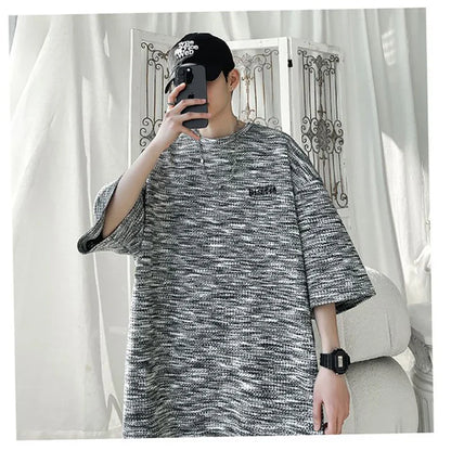 flowersverse  -  Fashion O-Neck Embroidery Letter Vintage Tie Dye T-Shirts Men Clothing Summer New Loose All-match Tops Casual Tee Shirt