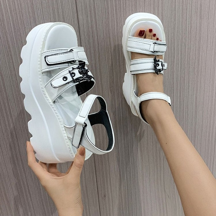Amozae  Women's Platform Sandals Fashion Punk Gothic Wedge Sandals Women Platform Casual Woman High Heels Sandales Femmes Été