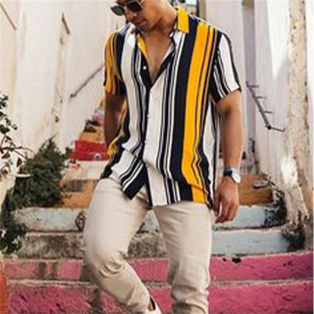 flowersverse New Luxury Social Shirts For Men Casual Floral Print Short-sleeved Tees Summer Loose Simple Tops Lapel Shirt Men's Clothing