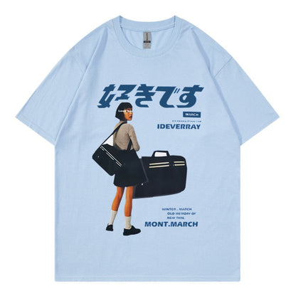 flowersverse Hip Hop Streetwear Y2k Tshirt Girl Japanese Kanji Print Oversized T Shirt Harajuku Summer Mens Short Cotton Sleeve Tops