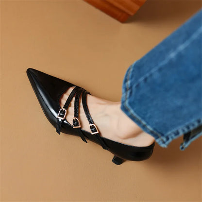 New Patent Leather Mary Jane Shoes Spring Woman Shoes Pointed Toe High Heels Women Pumps Shoes for Women Large Size Ladies