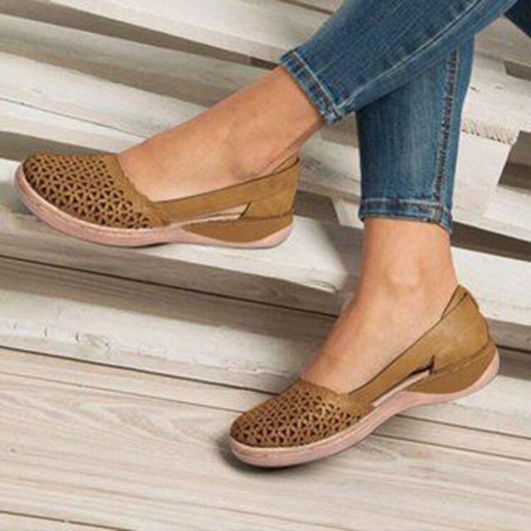 Graduation Gift New Fashion Women Shoes Breathable Hollow Slip-On Flat Loafers Comfortable Outdoor Sports Round Head Casual Shoes