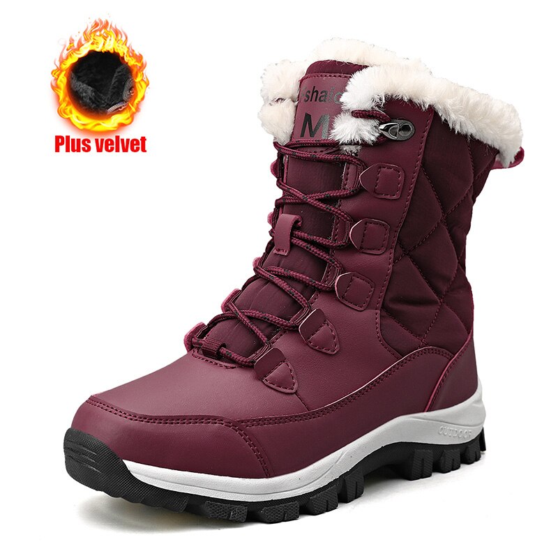 flowersverse Women's Winter High Boot With Fur Snow Boot Warm Puffy Boots For Women Water Proof White Platform Boot Shoes 41 Mid Calf Boots