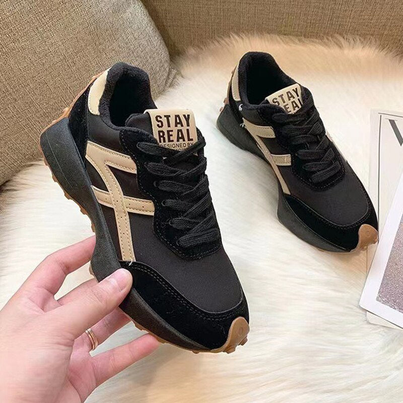 Black Friday Amozae  Leather Women's Sneakers Luxury Platform Shoes Plush Leisure Light Anti-Slip Green Running Shoes Fashion Designer Zapatos Mujer