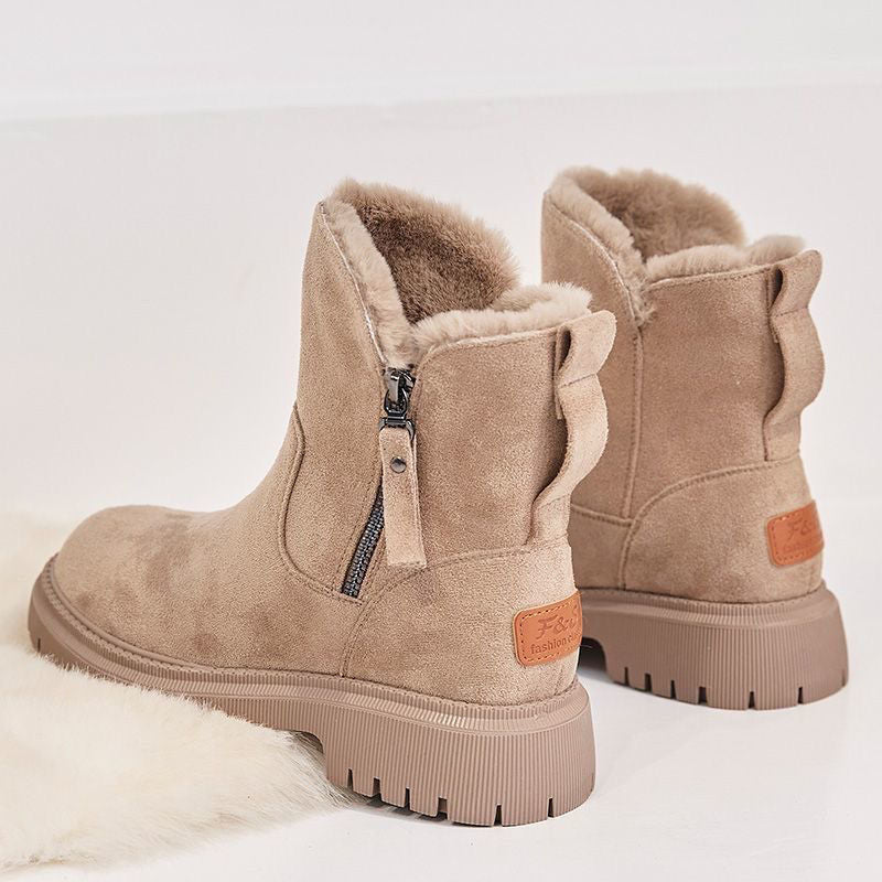 flowersverse Snow Boots Women Winter 2024 Plus Woman Shoes Warm Boots Thick Cotton Boots Botas De Mujer Zipper Reverse Fleece Leather Shoes