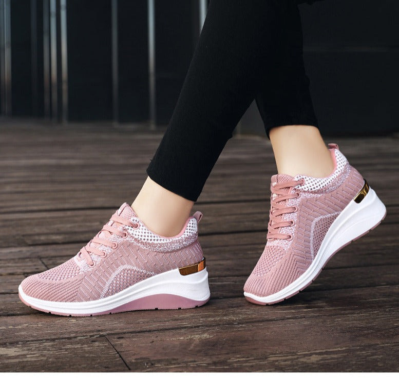 Amozae  Ladies Platform Sneakers Fashion Versatile Flat Sneakers Mesh Breathable Ladies Casual Shoes Zapatos Casuales De Mujer