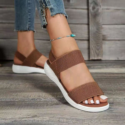 flowersverse Christmas Gift Women's Wedge Heel Platform Cozy Sandals Ladies Outdoor Beach Sandals Elastic Band Designer Shoes Sandals Women Summer