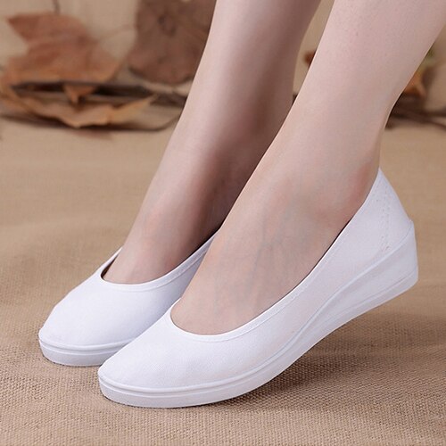 Amozae  Women Canvas Loafers  New Woman Casual Vulcanized Ladies White Shoes Women's Fashion Wedges Female Comfortable Footwear