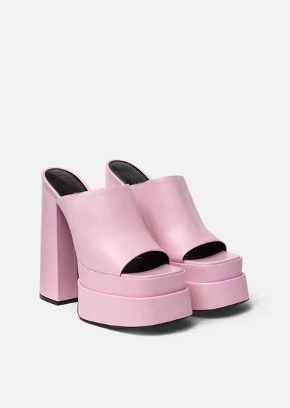 Amozae  Summer Fashion Women's High Heels Transparent Strap Solid Color Women's Sandals Pumps High Heel Platform Slippers