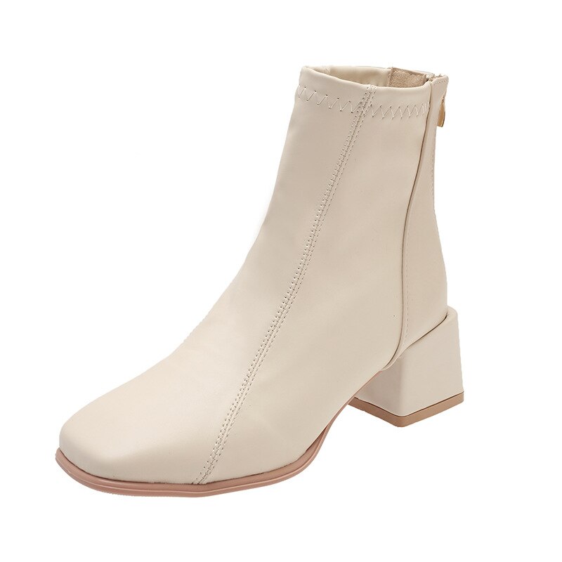 Christmas Gift Winter Women Boots New Fashion Platform Mid Calf Boots Female Square Toe Zipper Black Boots Woman Comfort Botas Ladies