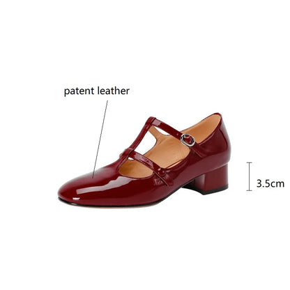 New Spring Summer Patent Leather Women Shoes Round Toe Shallow Women Pumps Mary Jane Shoes for Women Straps Gladiator Shoes