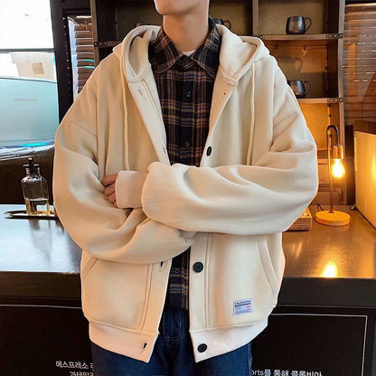 flowersverse New Men's Hoodies Kpop Style Streetwear Pockets Sweatshirts Men Casual Harajuku Men clothing pullover Loose Hoodies Men