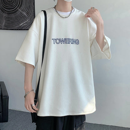 flowersverse Men's Oversized Tshirts Letter Print Tee Shirt Korean Style Women Man Unisex Short Sleeve Tops Large Size Male Tees 5XL