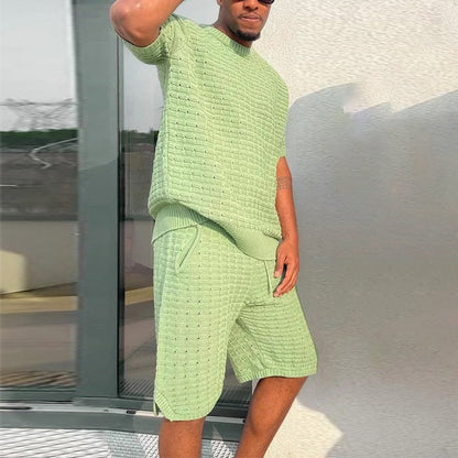 flowersverse Men's Suit Summer Sports Loose Short Sleeve Shirt and Shorts Two Piece Set Teenagers Ropa De Hombre