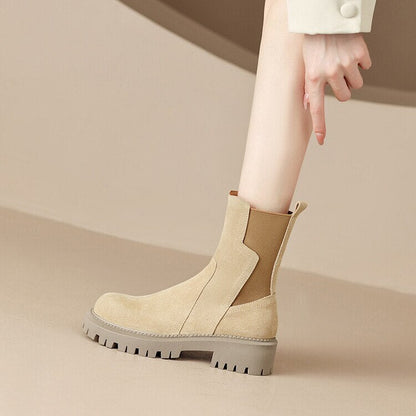 flowersverse  New Autumn Winter Chimney Boots Chelsea Boots Women Shoes Round Toe Boots Casual Chunky Platform Boots For Women Botines