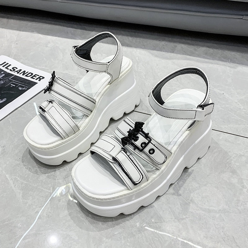 Amozae  Women's Platform Sandals Fashion Punk Gothic Wedge Sandals Women Platform Casual Woman High Heels Sandales Femmes Été