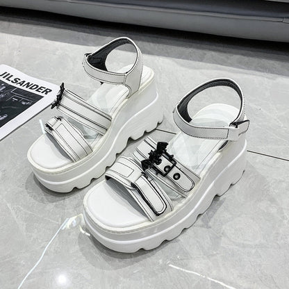 Amozae  Women's Platform Sandals Fashion Punk Gothic Wedge Sandals Women Platform Casual Woman High Heels Sandales Femmes Été
