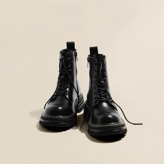 Amozae Winter Black Women Boots Med Heel Round Toe Lady Ankle Boots New Fashion British Style Sweet Fleece Thick-Soled Short Shoe