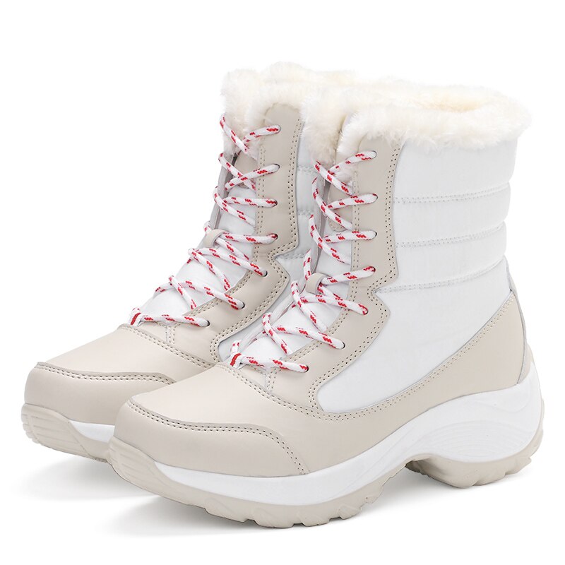 flowersverse Snow Boots Women Winter Plus Velvet Woman Shoes Warm Boots Upset To Keep Warm Thick Cotton Furry Red Women Boots Botas De Mujer