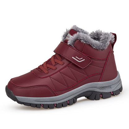 flowersverse Winter Women Boots With Fur Warm Snow Women Non-Slip Boots Men Work Casual Shoes Sneakers High Top Mom And Dad Jogging Shoes