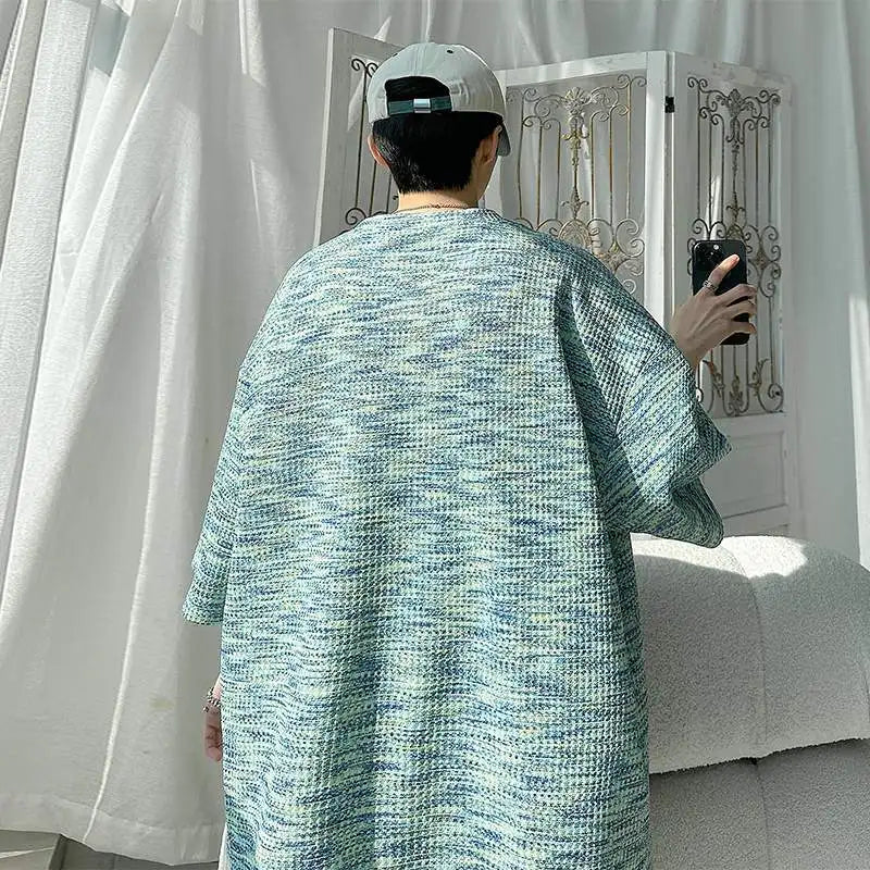 flowersverse  -  Fashion O-Neck Embroidery Letter Vintage Tie Dye T-Shirts Men Clothing Summer New Loose All-match Tops Casual Tee Shirt