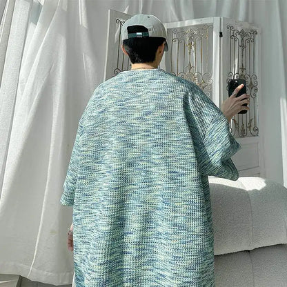 flowersverse  -  Fashion O-Neck Embroidery Letter Vintage Tie Dye T-Shirts Men Clothing Summer New Loose All-match Tops Casual Tee Shirt