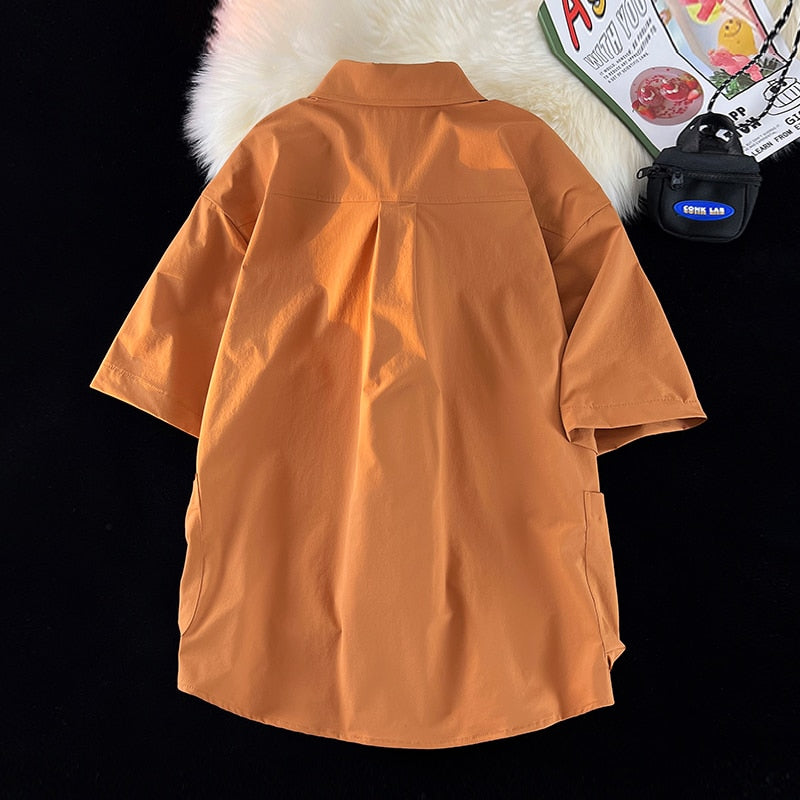 flowersverse Men's Multi-Pocket Workwear Short Sleeve Shirt - Perfect for Casual and Work Occasions