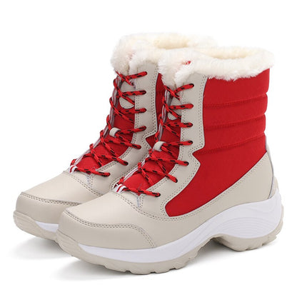 flowersverse Snow Boots Women Winter Plus Velvet Woman Shoes Warm Boots Upset To Keep Warm Thick Cotton Furry Red Women Boots Botas De Mujer