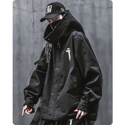 flowersverse  -  Men Japanese Harajuku Sweatshirt Oversize Hoodie Long Cloak Hip Hop Gothic Outwear Streetwear Techwear Coat Tops Clothes
